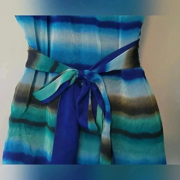 VTG 1990s The Limited Blue Green Mandarin V-Neck Sheath Dress Women's Size 4 - Picture 12 of 16